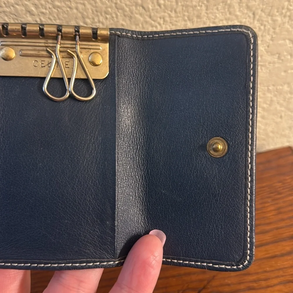 Celine Macadam Authentic Blue Canvas Keyholder Case missing key holders